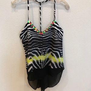 LINE & DOT ZEBRA Print Tank Cami Sz M NWT